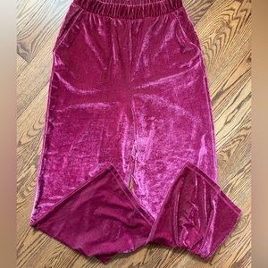 Free people velvet Barbie pink flowy pants